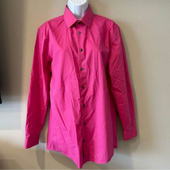 J.Ferrar Men’s Pink Mechanical Stretch Long Sleeves Button Down Shirt Medium - Picture 1 of 8